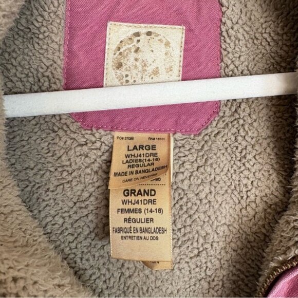 Vintage Berne pink canvas sherpa lined hooded workwear jacket women’s L - Picture 10 of 10